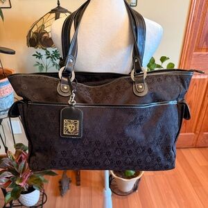 Women's Travel Bag Anne Klein New York Black Travel/Tote Monogram Print Logo